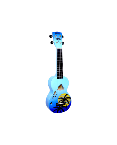 MAHALO - GMH MD1HABUB -Ukulélé soprano Iles Hawaïennes - Finition Îles Hawaï Bleu Brillant