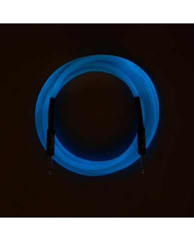 Fender Pro Glow in the Dark, Câble Phosphorescent 5,5 Mètres, Bleu
