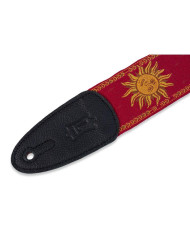 Levy's - Sangle 5 cm, polypropylène & cuir, motifs soleil - Rouge