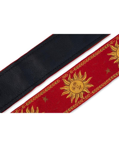 Levy's - Sangle 5 cm, polypropylène & cuir, motifs soleil - Rouge