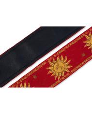 Levy's - Sangle 5 cm, polypropylène & cuir, motifs soleil - Rouge