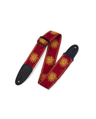 Levy's - Sangle 5 cm, polypropylène & cuir, motifs soleil - Rouge
