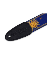 Levy's - Sangle 5 cm, polypropylène & cuir, motifs soleil - Bleu