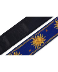 Levy's - Sangle 5 cm, polypropylène & cuir, motifs soleil - Bleu