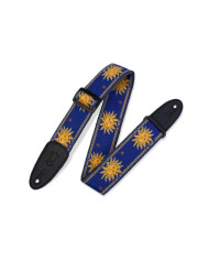 Levy's - Sangle 5 cm, polypropylène & cuir, motifs soleil - Bleu