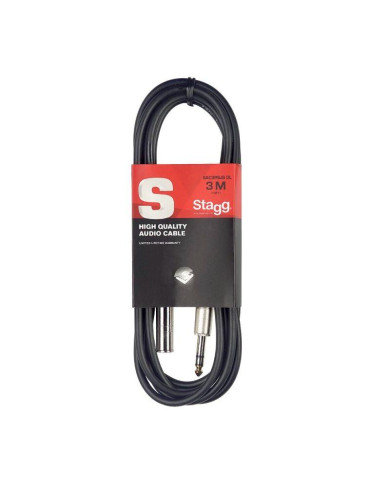 Stagg - Câble Audio stéréo Jack Femelle - Jack mâle 3m deluxe