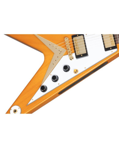 Epiphone - Guitare Electrique Original 1958 Flying V Korina White Pickguard - Aged Natural
