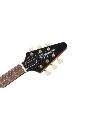 Epiphone - Guitare Electrique Original 1958 Flying V Korina White Pickguard - Aged Natural