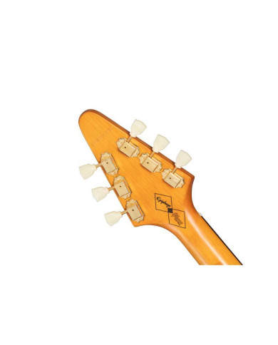 Epiphone - Guitare Electrique Original 1958 Flying V Korina White Pickguard - Aged Natural
