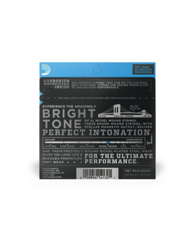 D'Addario - Cordes en nickel pour guitare électrique D'Addario EXL125, Super Light Top/Regular Bottom, 9-46
