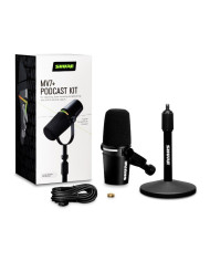 Shure - Bundle Micro de Podcast MV7+ noir avec stand de table - SSE MV7+-K-BNDL