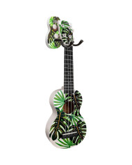Mahalo - Ukulélé Soprano Monstera avec support mural - GMH MA1MT-WH