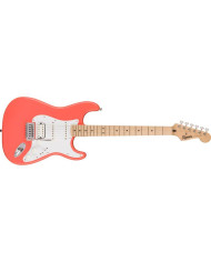 Squier - Guitare Electrique Sonic Stratocaster HSS, touche en érable, pickguard blanc, corail de Tahiti