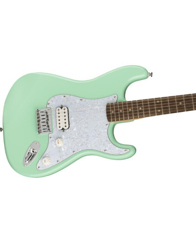 Squier - Guitare Electrique FSR Affinity Series Stratocaster HHT, touche en laurier, pickguard nacré blanc, vert surf