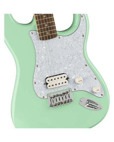 Squier - Guitare Electrique FSR Affinity Series Stratocaster HHT, touche en laurier, pickguard nacré blanc, vert surf