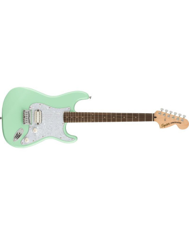 Squier - Guitare Electrique FSR Affinity Series Stratocaster HHT, touche en laurier, pickguard nacré blanc, vert surf