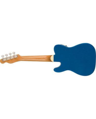 Fender - Uke Ukulele Fullerton Tele, touche en noyer, pickguard blanc, bleu Lake Placid