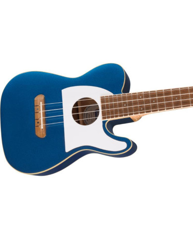 Fender - Uke Ukulele Fullerton Tele, touche en noyer, pickguard blanc, bleu Lake Placid