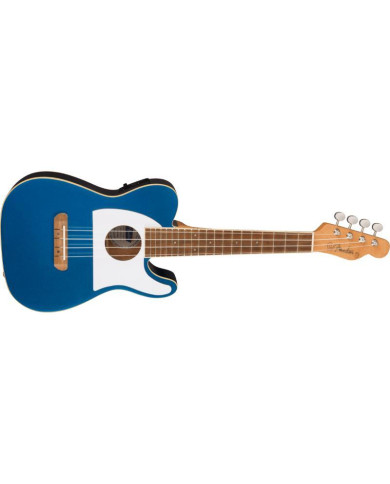 Fender - Uke Ukulele Fullerton Tele, touche en noyer, pickguard blanc, bleu Lake Placid