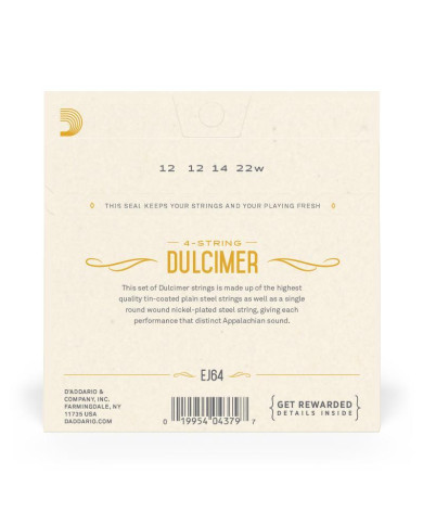 D'Addario - Jeux 4 cordes pour Dulcimer EJ64