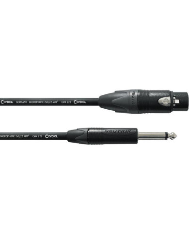 Cordial - Câble Microphone Fiches NEUTRIK XLR fem. / Jack 2 points - 5 m