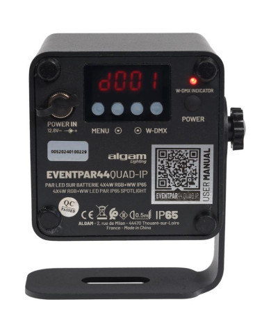 Algam Lightning - Projecteur Par sur Batterie Quad 4 LED 4W RGB+WW IR, DMX sans fil, IP65