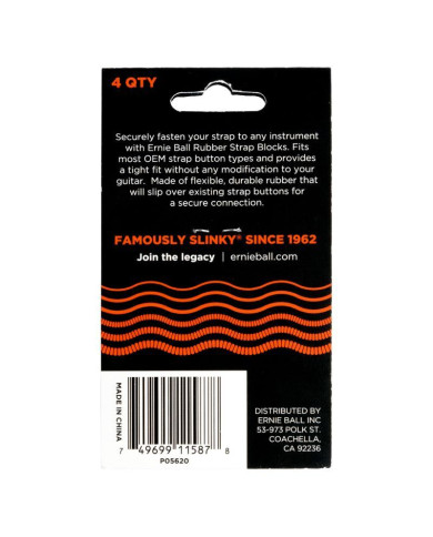 Ernie Ball - Strap blocks - Rouge pack de 4