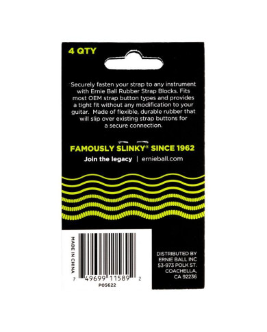 Ernie Ball - Strap blocks - Vert pack de 4