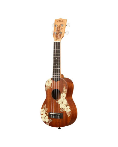 Kala - Hibiscus Mahogany, Soprano, livré avec housse motif Voyage