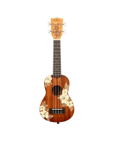 Kala - Hibiscus Mahogany, Soprano, livré avec housse motif Voyage