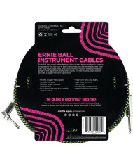 Ernie Ball - Câble instrument Jack/jack coudé - 5,5m noir et vert