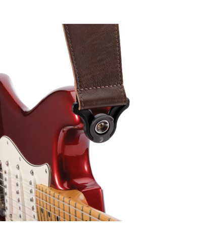 D'Addario - Sangle en cuir Comfort Auto Lock pour guitare, Marron