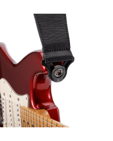 D'Addario - Sangle en cuir Comfort Auto Lock pour guitare, Noir