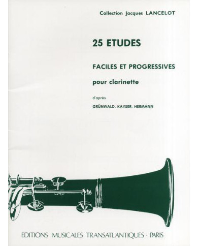 25 Etudes Faciles Et Progressives D’Apres Grunwald – LANCELOT JACQUES