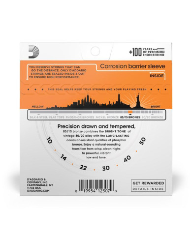 D'Addario - Cordes en bronze pour guitare acoustique D'Addario EZ900, 85/15, Extra Light, 10-50