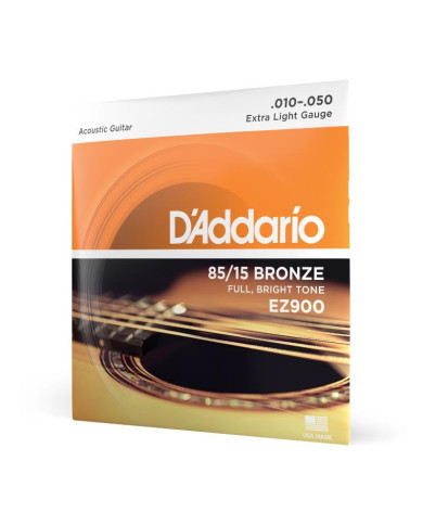 D'Addario - Cordes en bronze pour guitare acoustique D'Addario EZ900, 85/15, Extra Light, 10-50