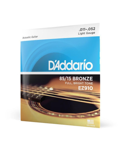 D'Addario - Cordes en bronze pour guitare acoustique D'Addario EZ910, 85/15, Light, 11-52
