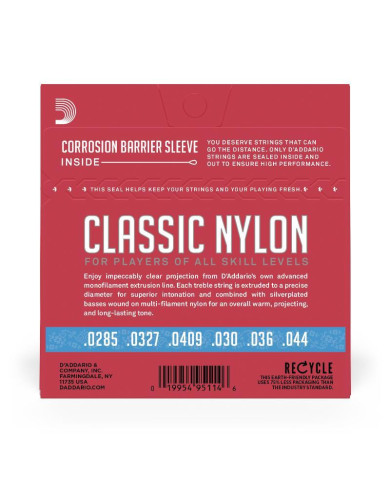 D'Addario Cordes d'étude pour guitare classique D'Addario EJ27H, Hard