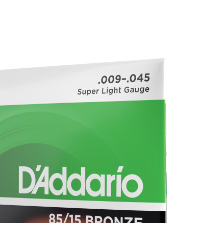 D'Addario Cordes en bronze pour guitare acoustique D'Addario EZ890, 85/15, Super Light, 9-45