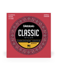 Cordes d'étude pour guitare classique 3/4 D'Addario EJ27N en nylon, tension normale
