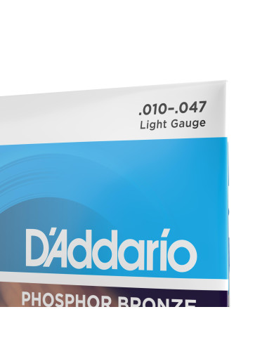 D'Addario Cordes en bronze phosphoreux pour guitare acoustique 12 cordes D'Addario EJ38, Light, 10-47
