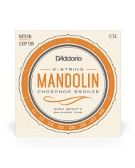 D'Addario Cordes pour mandoline D'Addario J74, bronze phosphoreux, Medium, 11-40