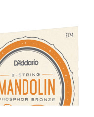 D'Addario Cordes pour mandoline D'Addario J74, bronze phosphoreux, Medium, 11-40