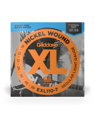 D'Addario - Cordes en nickel pour guitare électrique 7 cordes D'Addario EXL110-7, Regular Light, 10-59