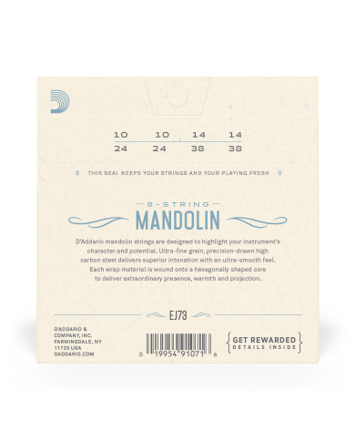 D'Addario EJ73 Cordes pour Mandoline