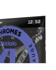 D'Addario Cordes à filet plat pour guitare électrique D'Addario Chromes ECG25, Light, 12-52