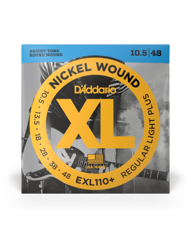 D'Addario Cordes en nickel pour guitare électrique D'Addario EXL110+, Regular Light Plus, 10.5-48