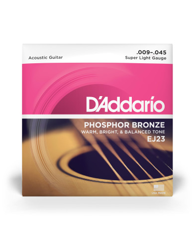 Cordes D'Addario Phosphor Bronze pour guitare acoustique, 9-45 Super Light