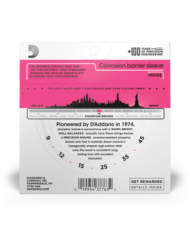 Cordes D'Addario Phosphor Bronze pour guitare acoustique, 9-45 Super Light