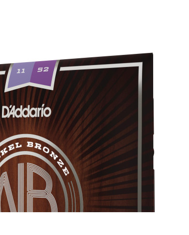 Cordes pour guitare acoustique D'Addario NB1152 nickel bronze, Custom Light, 11-52